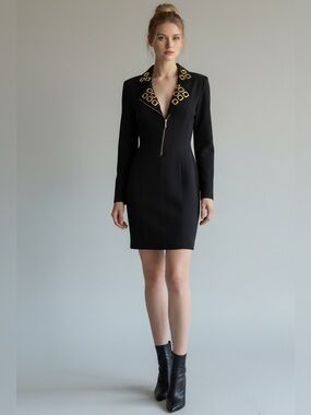 90s Y2K Bodycon GROMET Mini Stretch Dress S XS